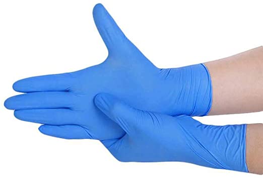 guantes azules de látex