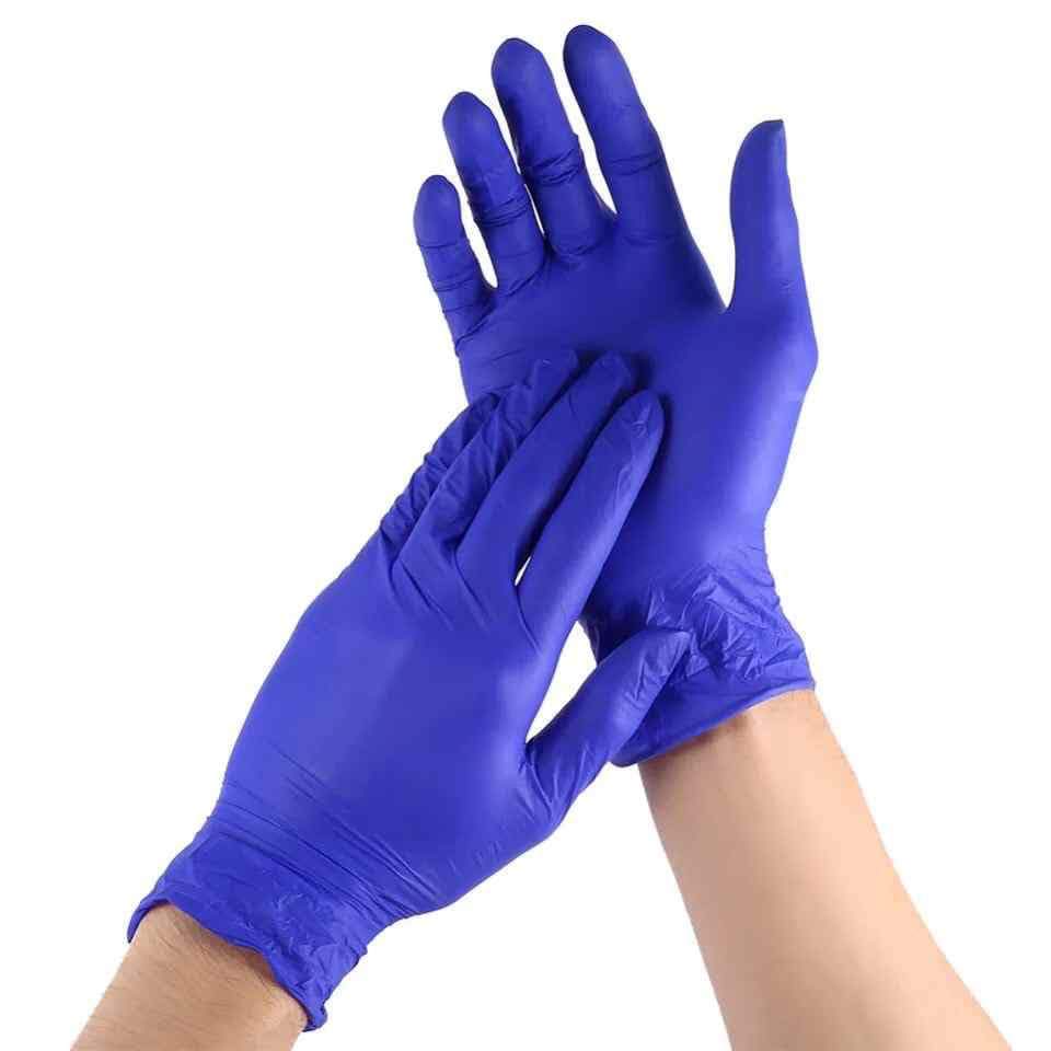 guantes azules de nitrilo