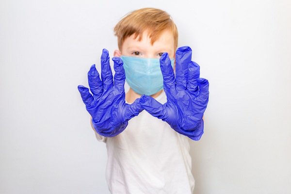 guantes de látex para niños color azul